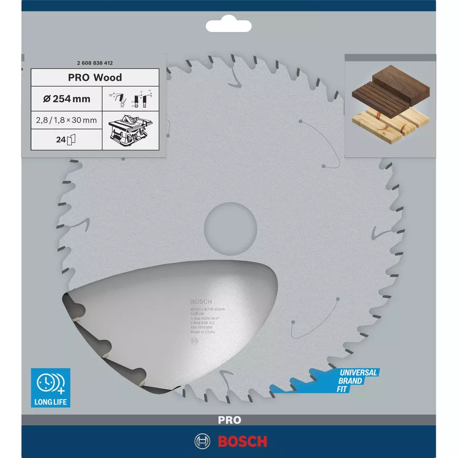 Lame PRO Wood Ø254x30 mm 24 dents BOSCH scie circulaire table
